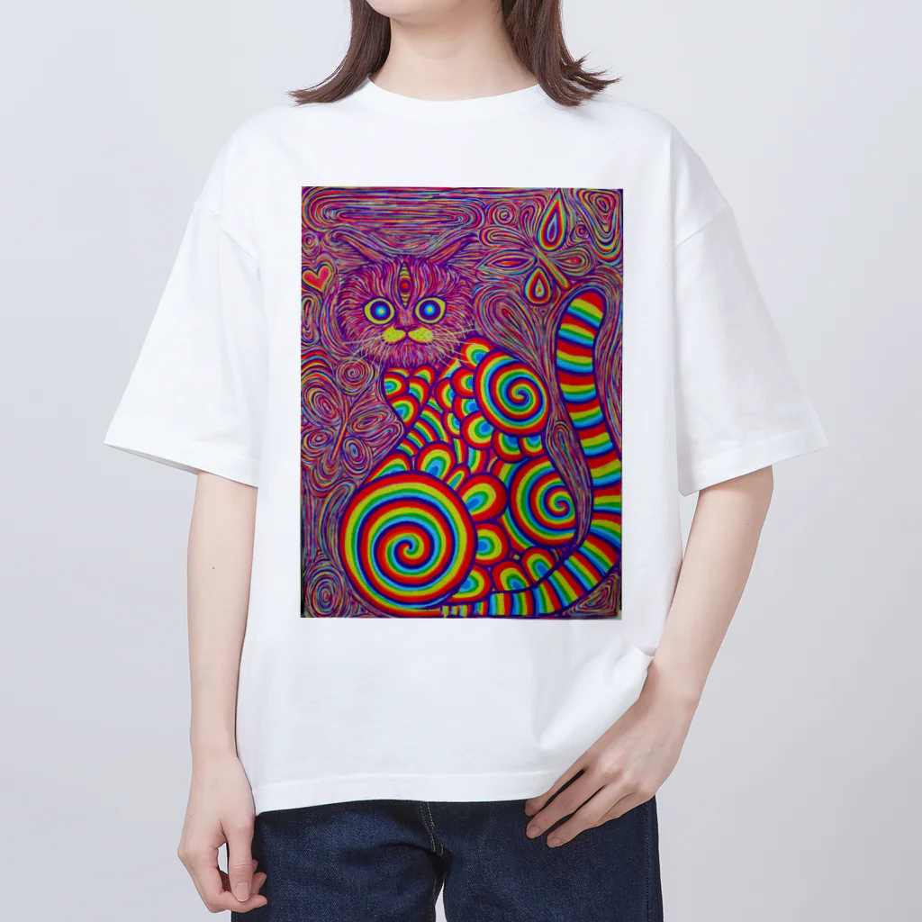 Psychedelic Works🌈🧠のRainbow cat オーバーサイズTシャツ