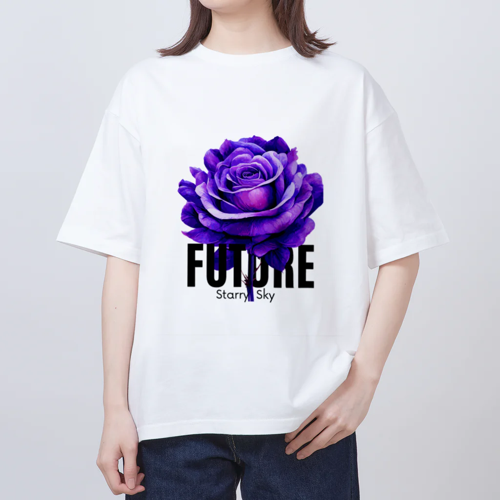 Future Starry Skyの紫色の薔薇 オーバーサイズTシャツ