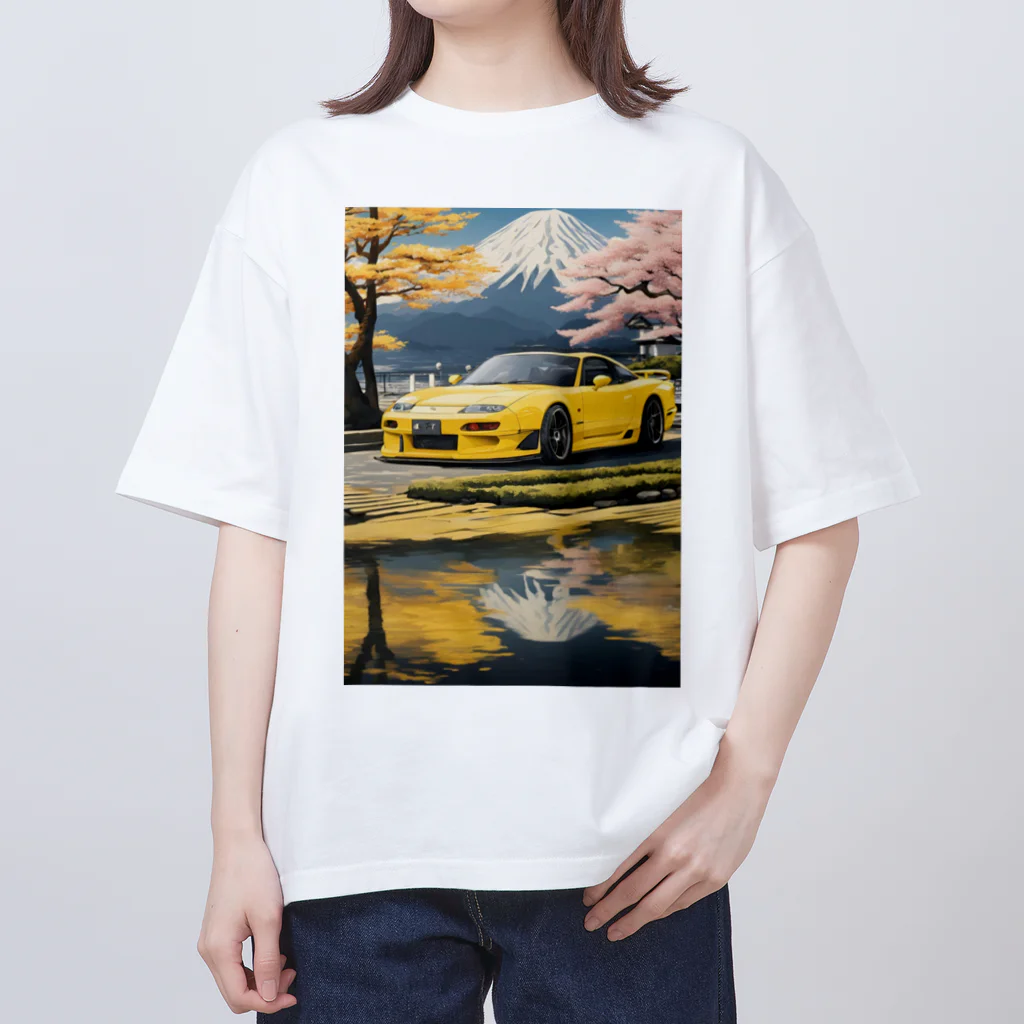 JapanCarStyleの黄色いスポーツカーと日本の風景3 Oversized T-Shirt