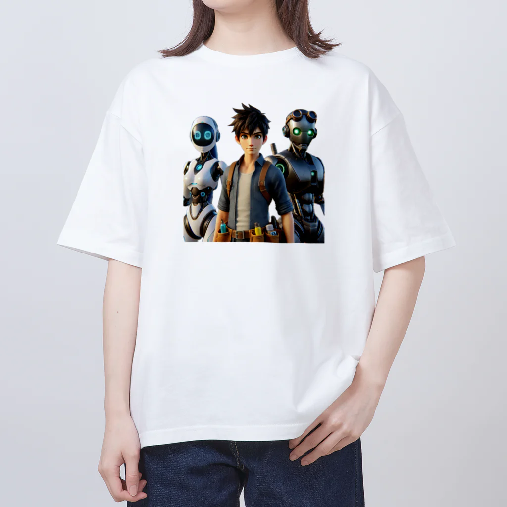 ETOWA_TOWAの未来都市のロボットたち Oversized T-Shirt