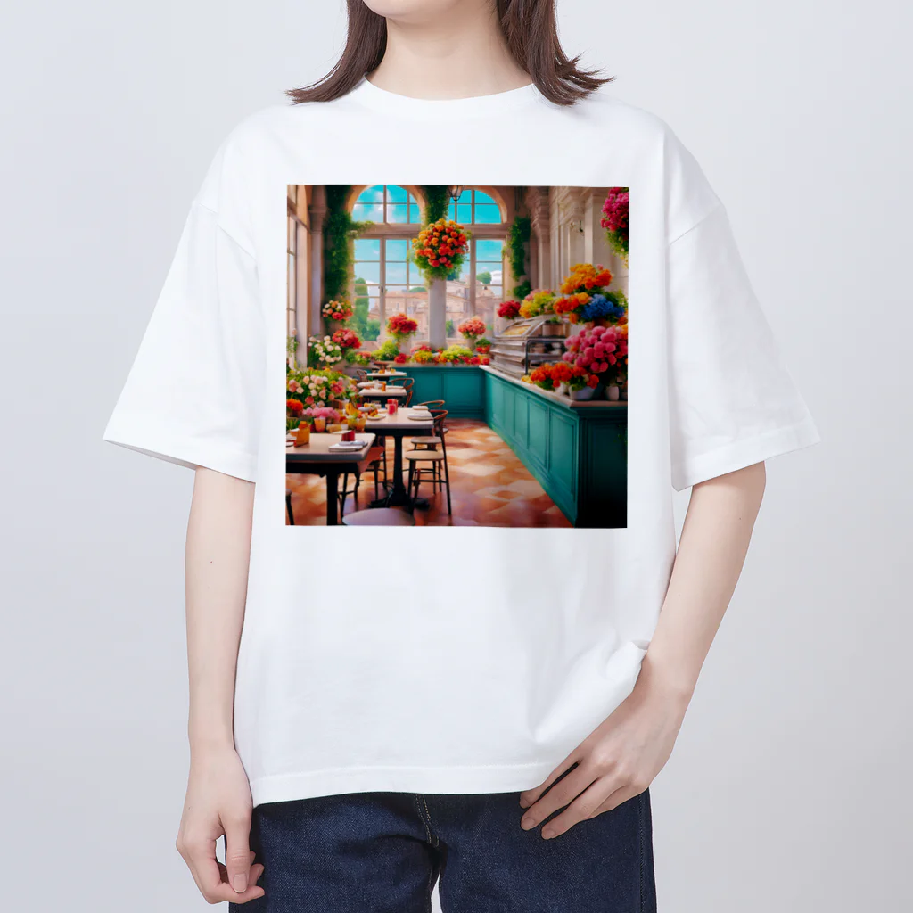 HOSHI-TANEKO🌠の🌺華やかな・カフェ☕✨ オーバーサイズTシャツ