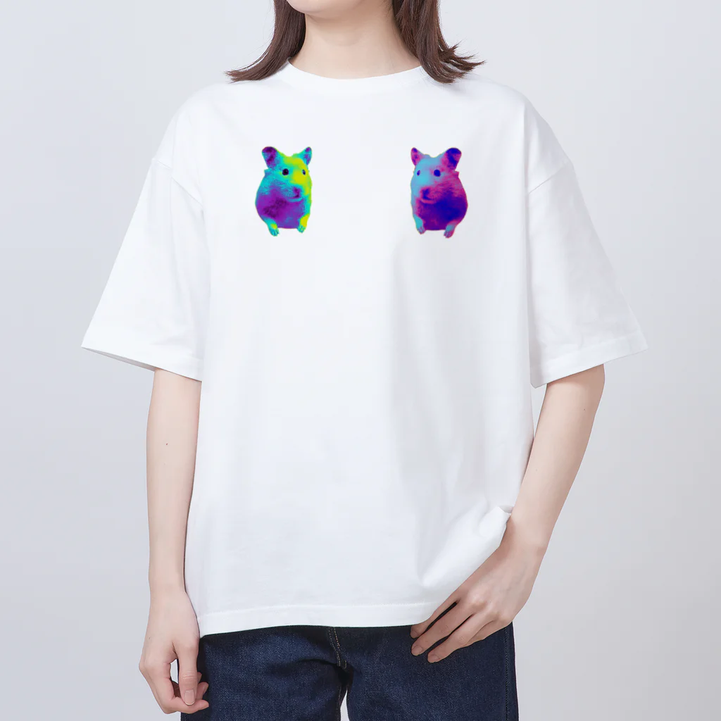 ハムスターが主なS.Hのネオンカラーなハムスター Oversized T-Shirt