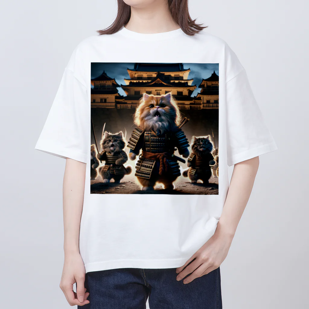 もふもふ日本史のねこ　出陣 オーバーサイズTシャツ