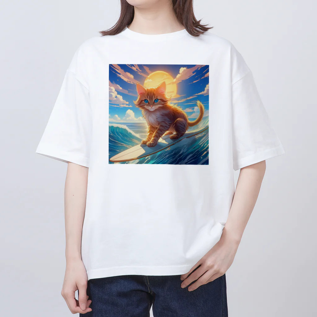 musashiyaの波乗り猫 Oversized T-Shirt