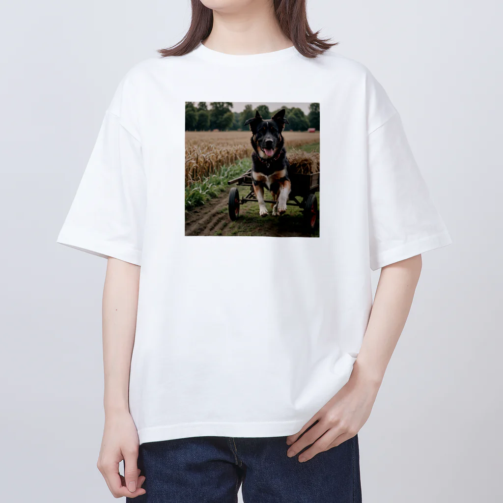 kaerinｰofficeのこのキュートな写真では、リヤカーを引っ張る愛らしい犬が登場♪  オーバーサイズTシャツ