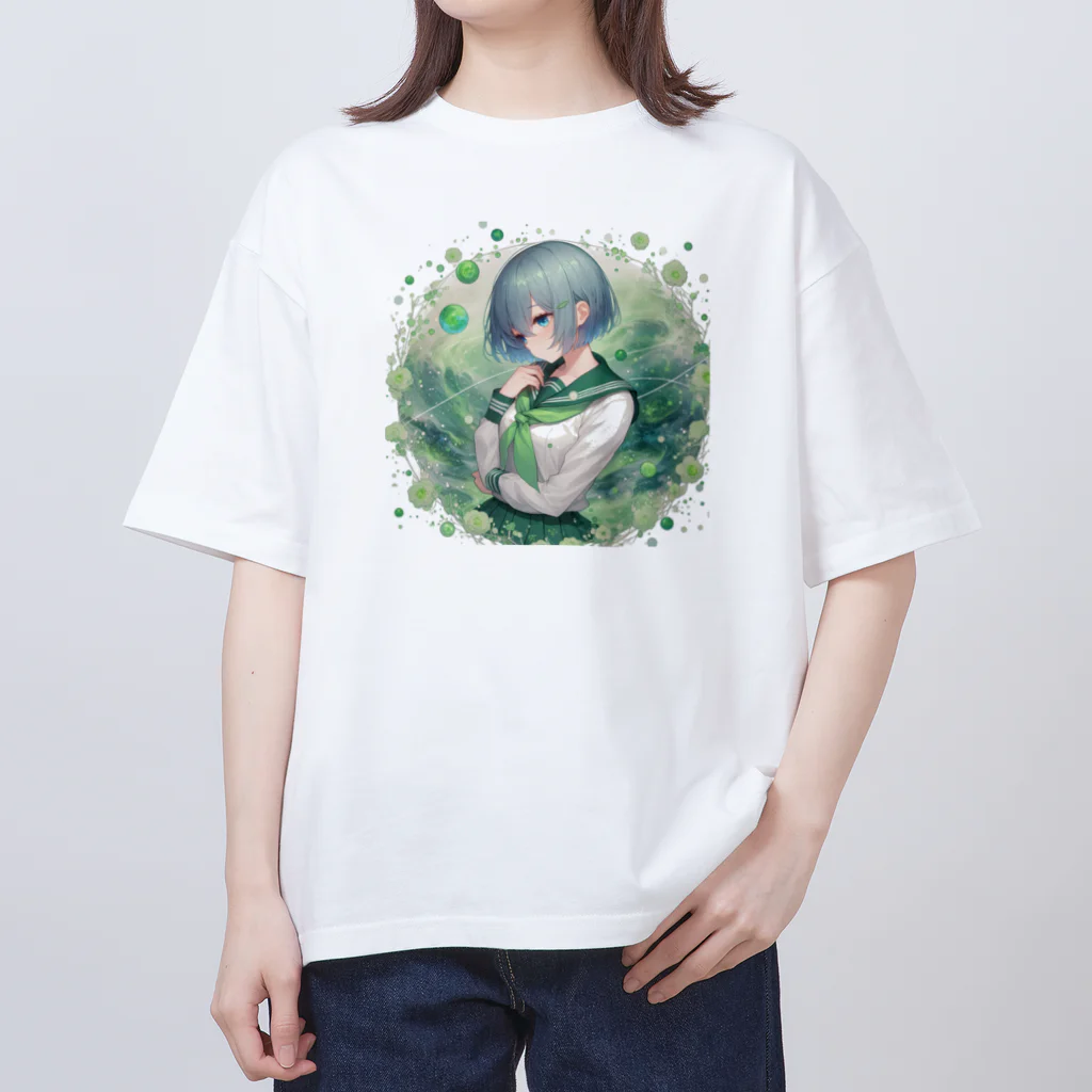 ゆめのかすずめの翠と緑 Oversized T-Shirt