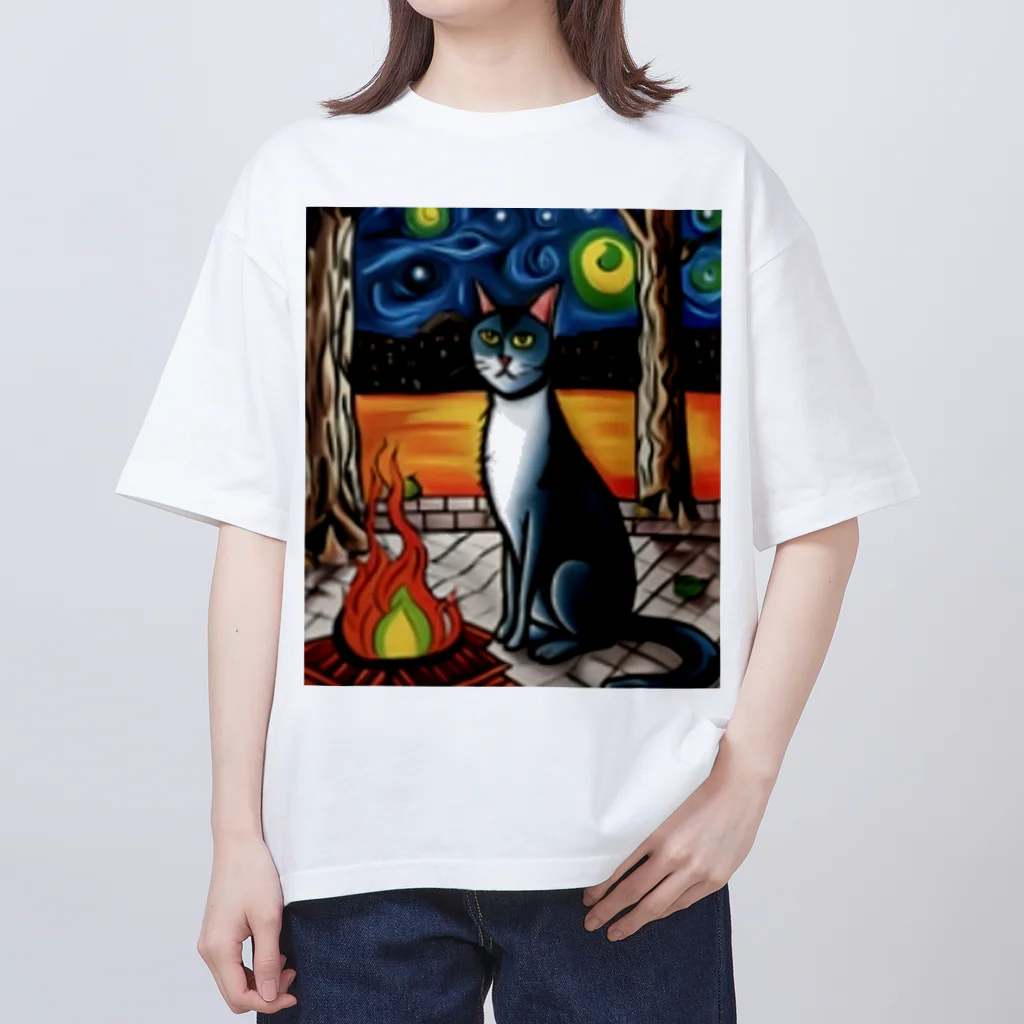 Ppit8の星に包まれる夜のアトミックファイヤー Oversized T-Shirt