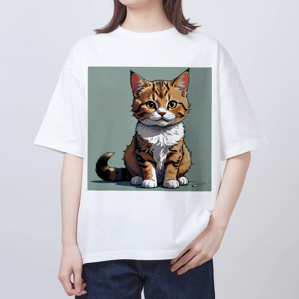 Taka Maker's のお座り子猫 Oversized T-Shirt