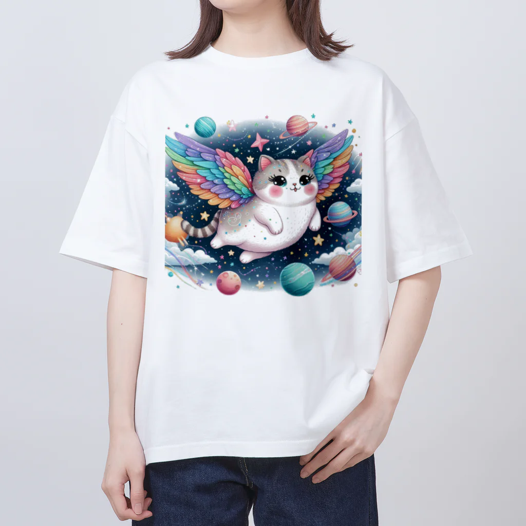 キャットパラダイス☆彡のユニ猫　宇宙空間 オーバーサイズTシャツ