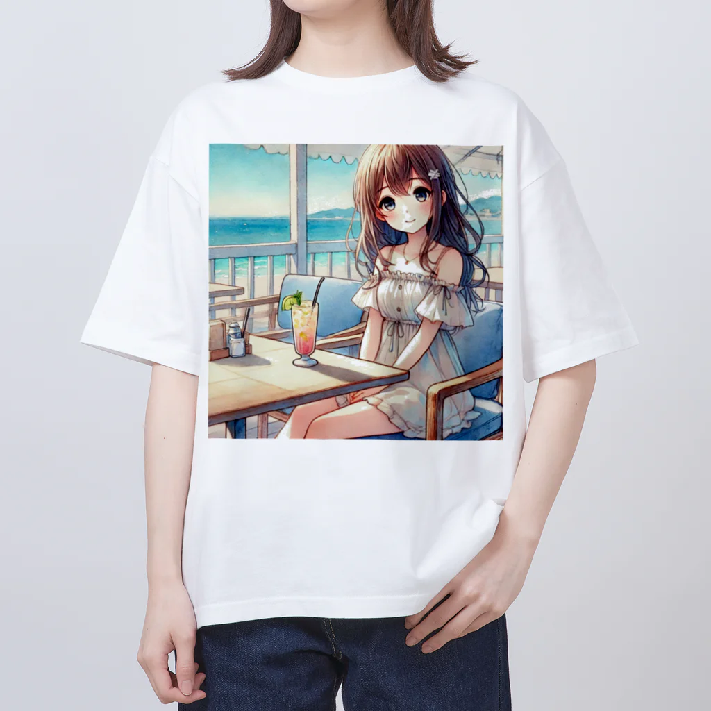 trypsin8080の浜辺のカフェで オーバーサイズTシャツ