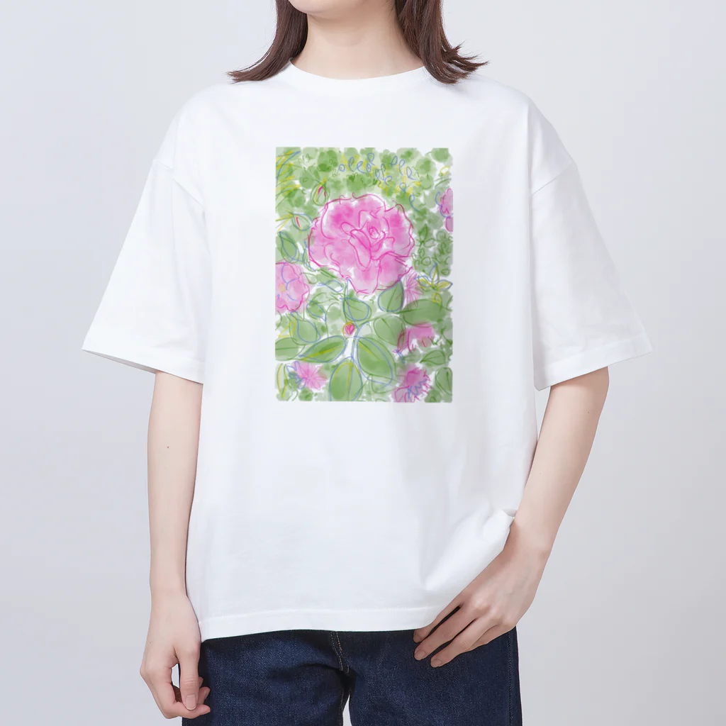 totoartのバラとツボミ オーバーサイズTシャツ