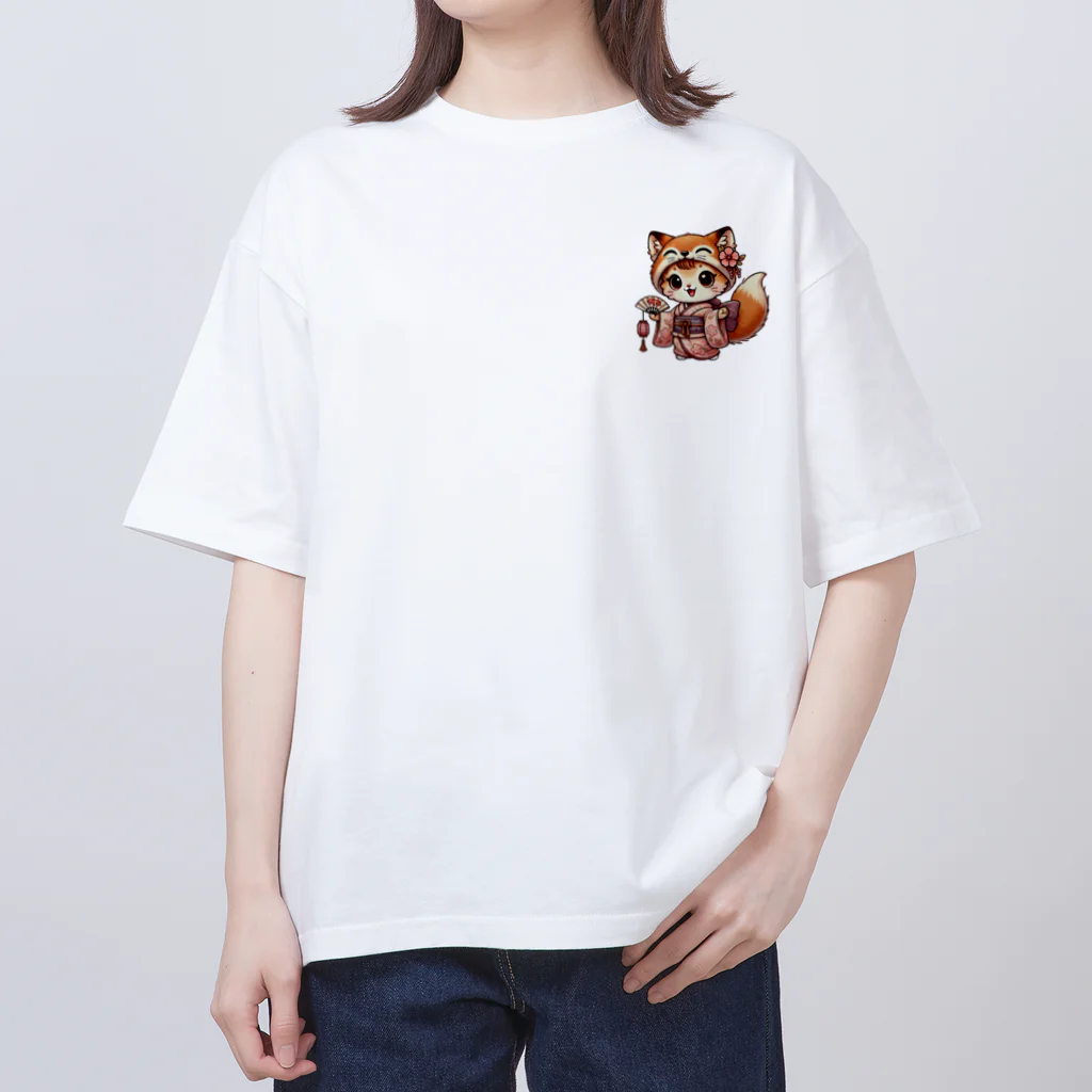 Snow-peaceのキュートなキツネコスチュームの子猫 Oversized T-Shirt