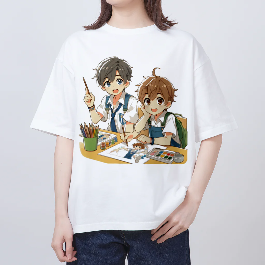 可愛い男の子イラスト販売所　By,keicyanの男の子　中学1年生　美術部 Oversized T-Shirt