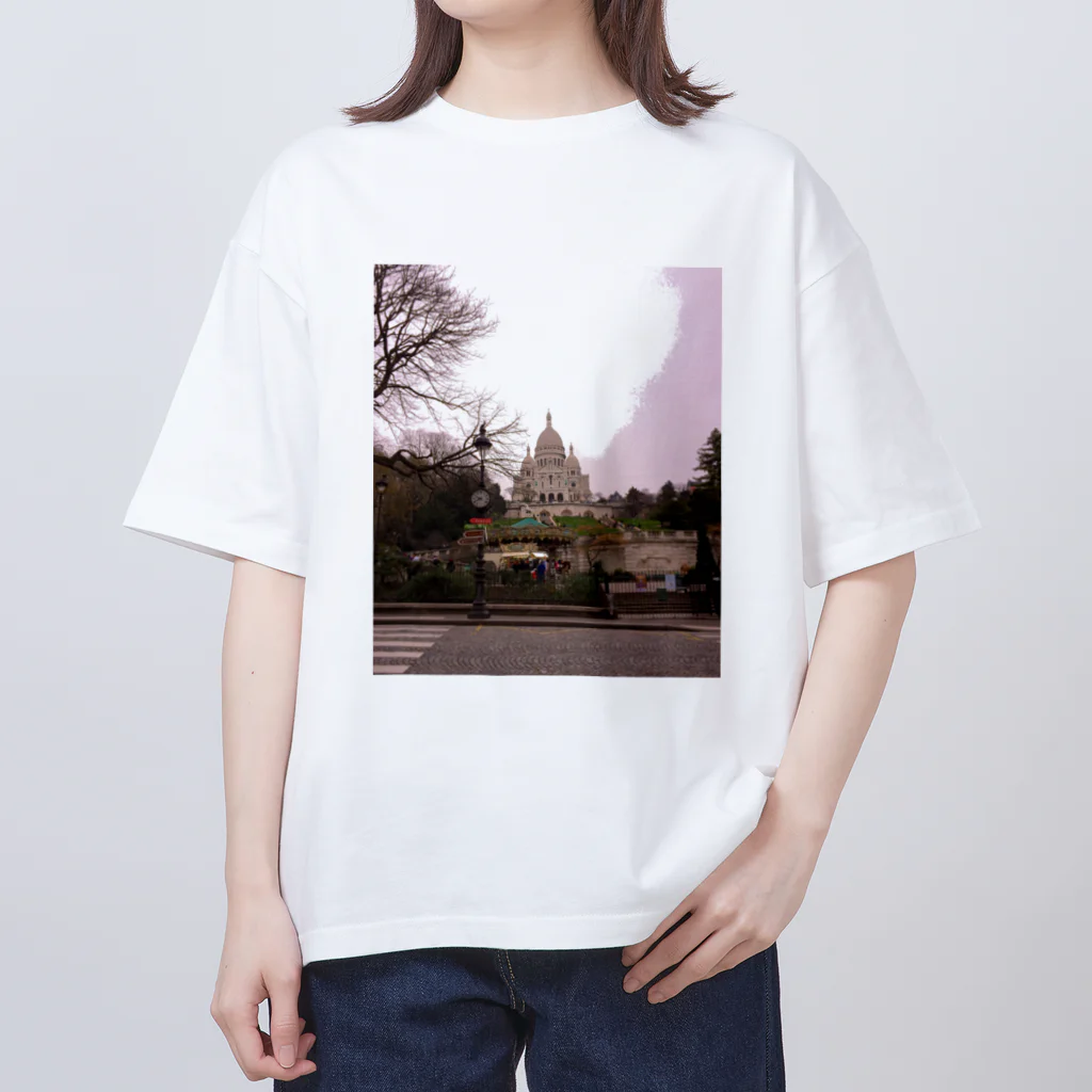 nightwalkerの冬のモンマルトルの丘 オーバーサイズTシャツ