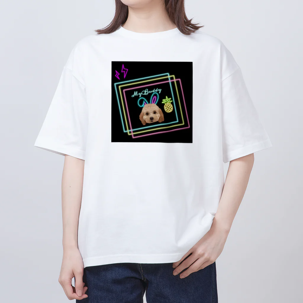 annzu_lifeのくまちゃんわんこネオン オーバーサイズTシャツ
