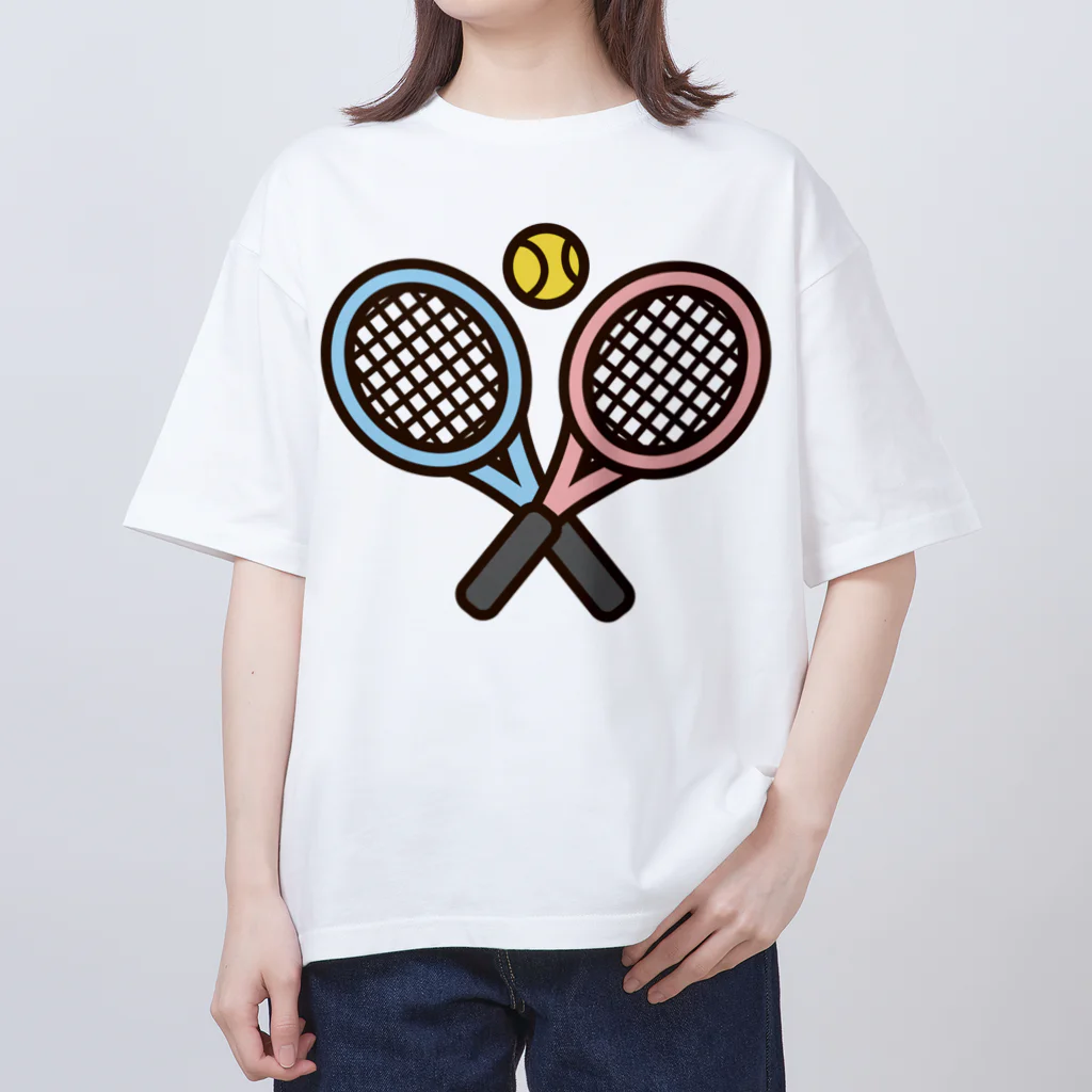 お絵かき屋さんのテニスのラケットとボール オーバーサイズTシャツ