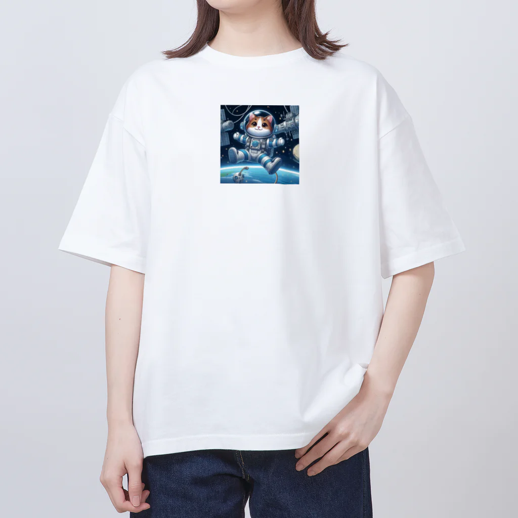 フルヤの宇宙で漂う宇宙飛行猫 Oversized T-Shirt