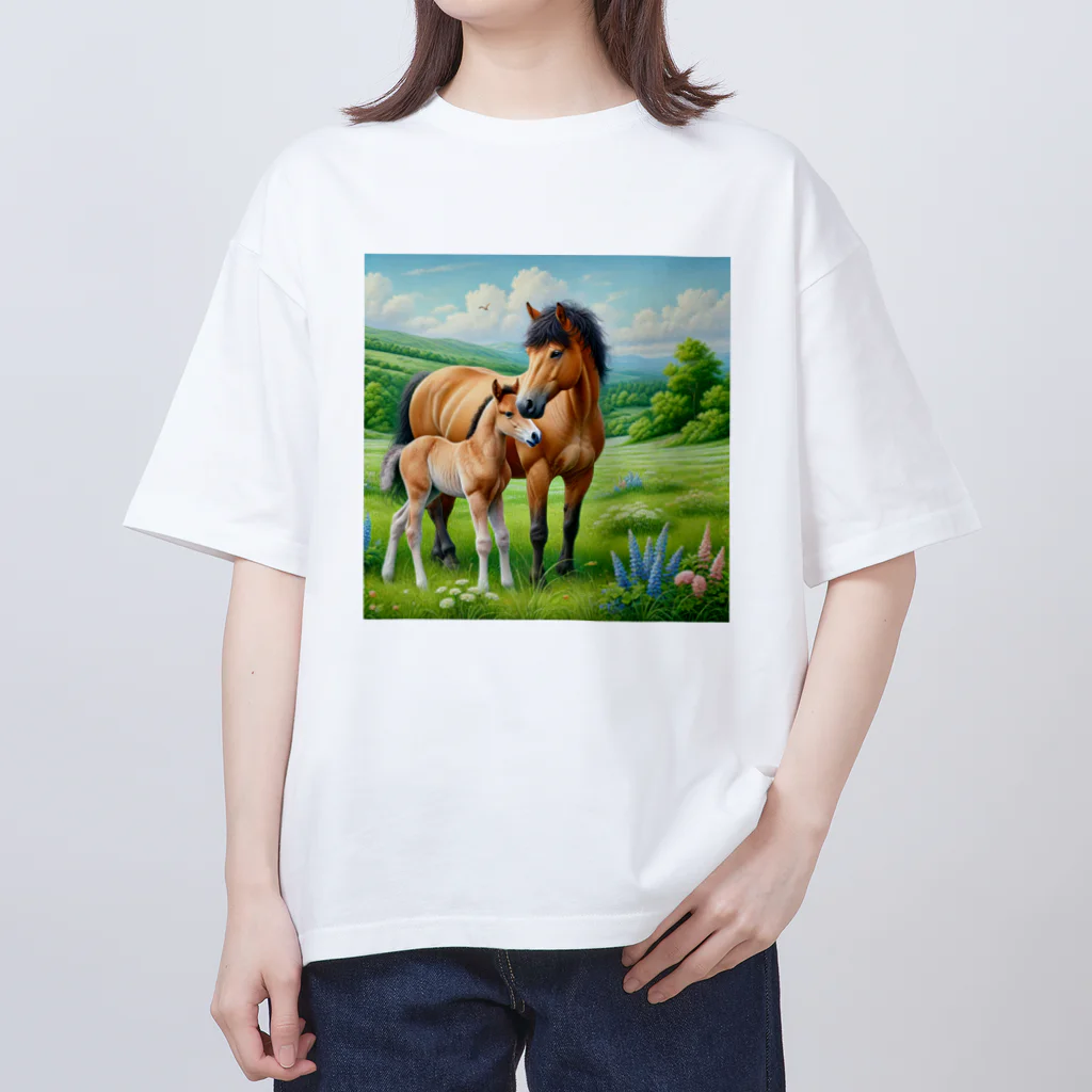 akinyan3128のお馬の親子 Oversized T-Shirt