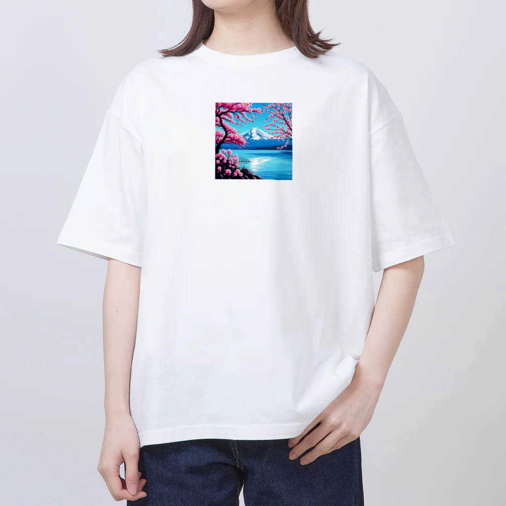 AOI__-の日本　富士山　桜 オーバーサイズTシャツ