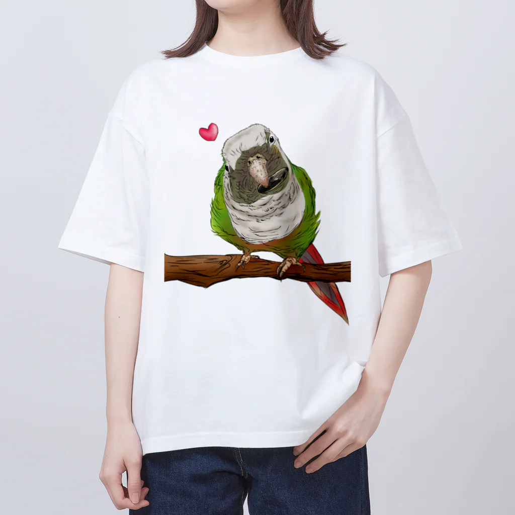 Lily bird（リリーバード）のホオミドリアカオウロコインコ フルカラー① Oversized T-Shirt