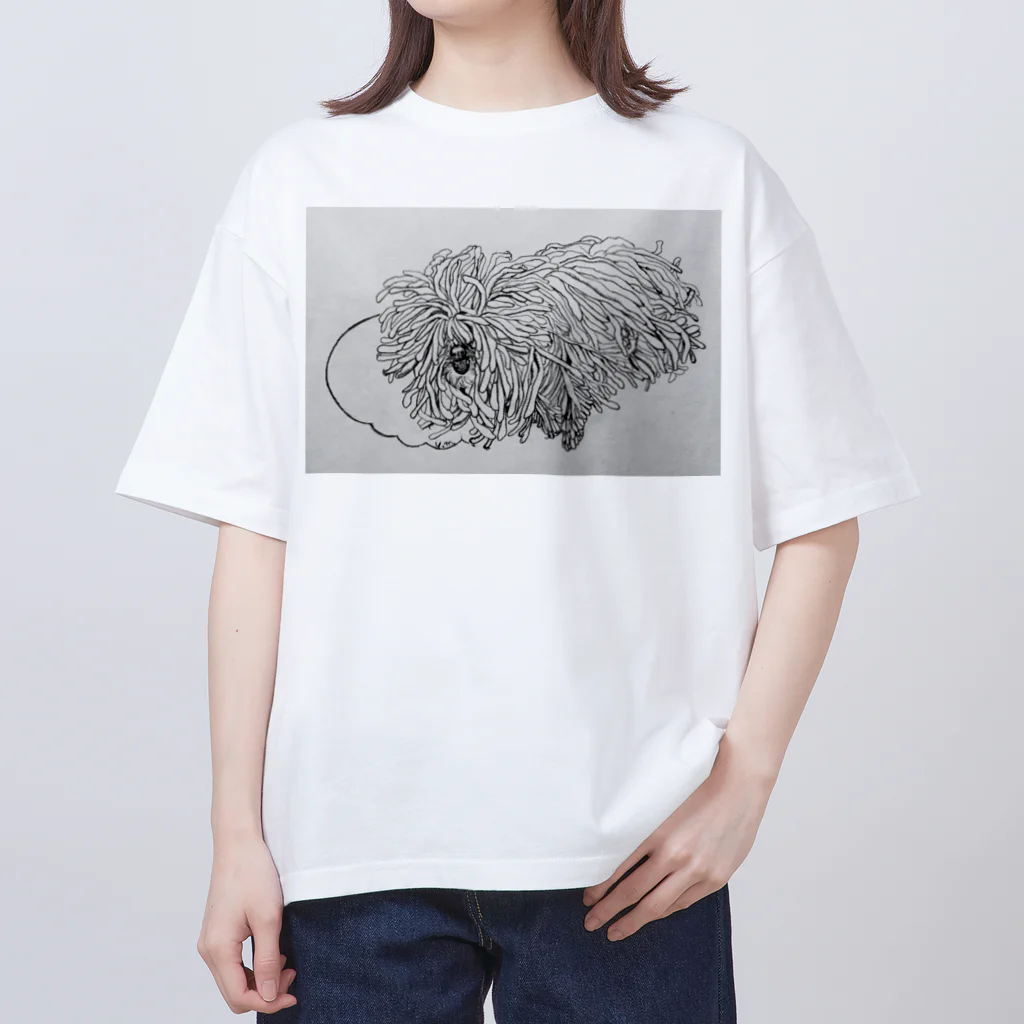 光平洋子のかしこいプーリー犬が転がる。 puli illustration  オーバーサイズTシャツ