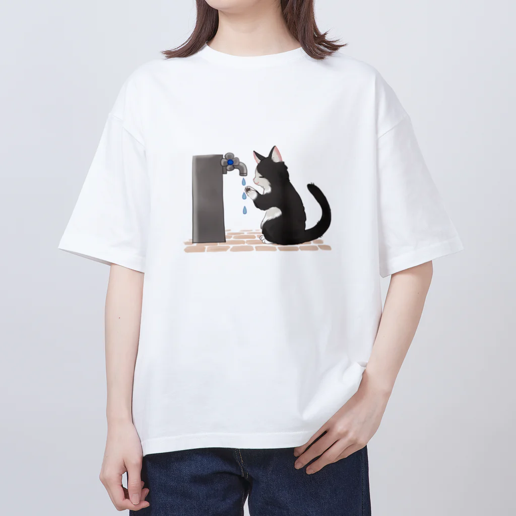 #保護猫カフェひだまり号の手洗い猫 オーバーサイズTシャツ
