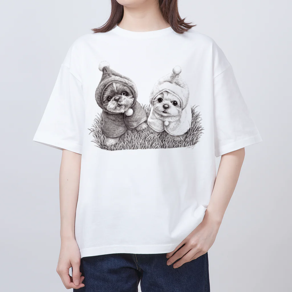 Momojiの犬画のぽんちょ隊 オーバーサイズTシャツ