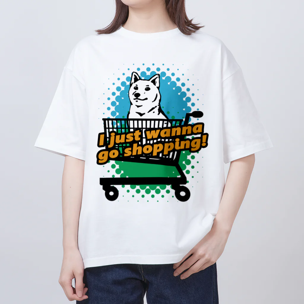 犬グッズの店しえるぶるーの柴犬 in ショッピングカート オーバーサイズTシャツ