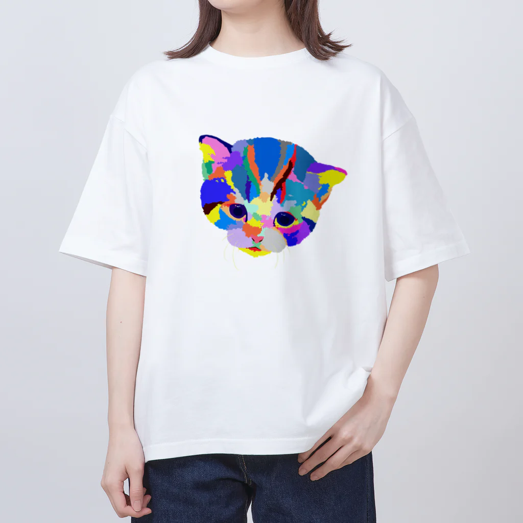 meiroのカラフルな猫 オーバーサイズTシャツ