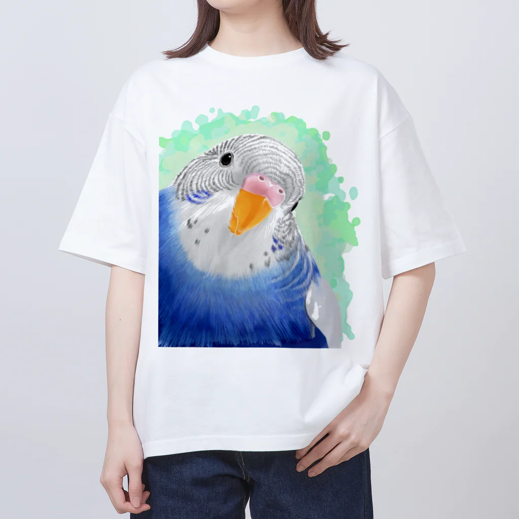 まめるりはことりのセキセイインコ　オパーリン大【まめるりはことり】 オーバーサイズTシャツ