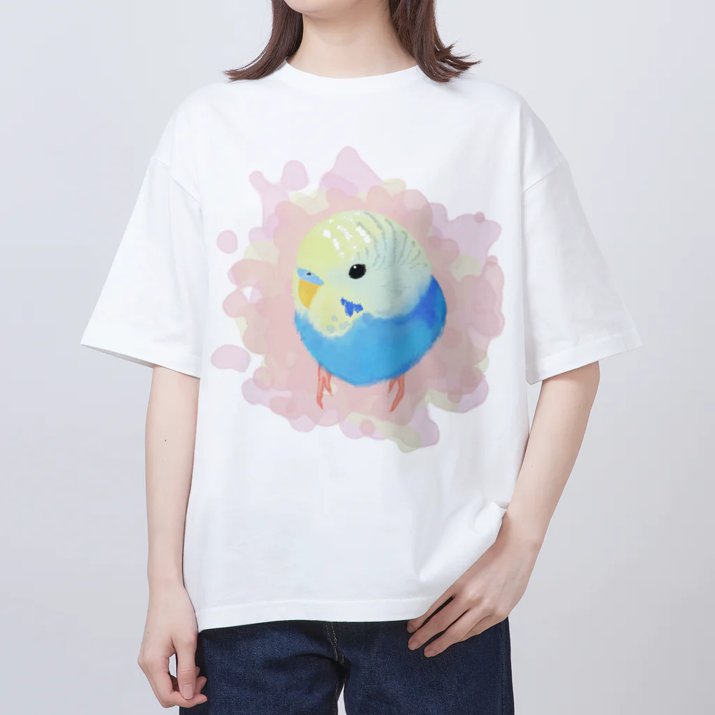 まめるりはことりのまるまるセキセイインコ【まめるりはことり】 オーバーサイズTシャツ