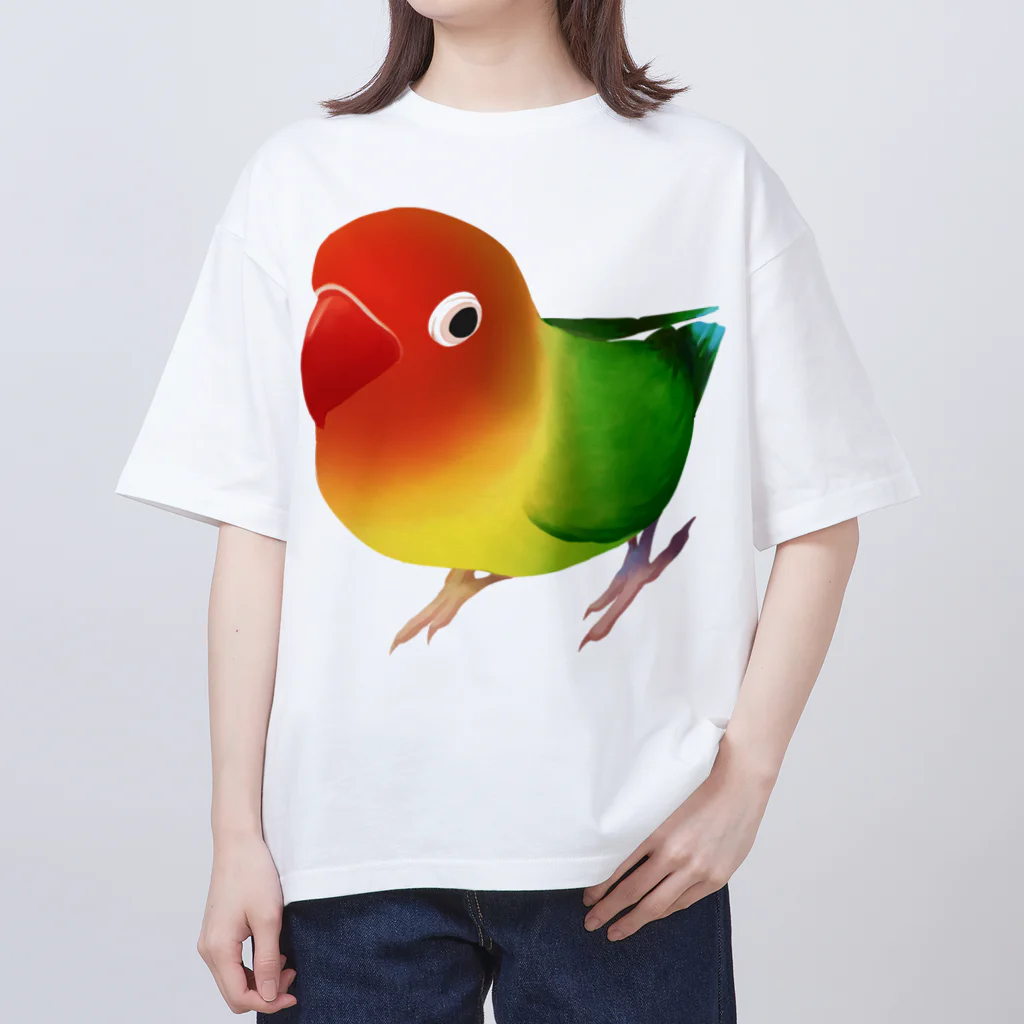 まめるりはことりのボタンインコ　おすましルリゴシボタンインコ【まめるりはことり】 オーバーサイズTシャツ