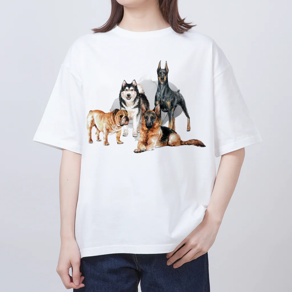 SANKAKU DESIGN STOREのちょっぴり強面の大きい犬たち。 オーバーサイズTシャツ