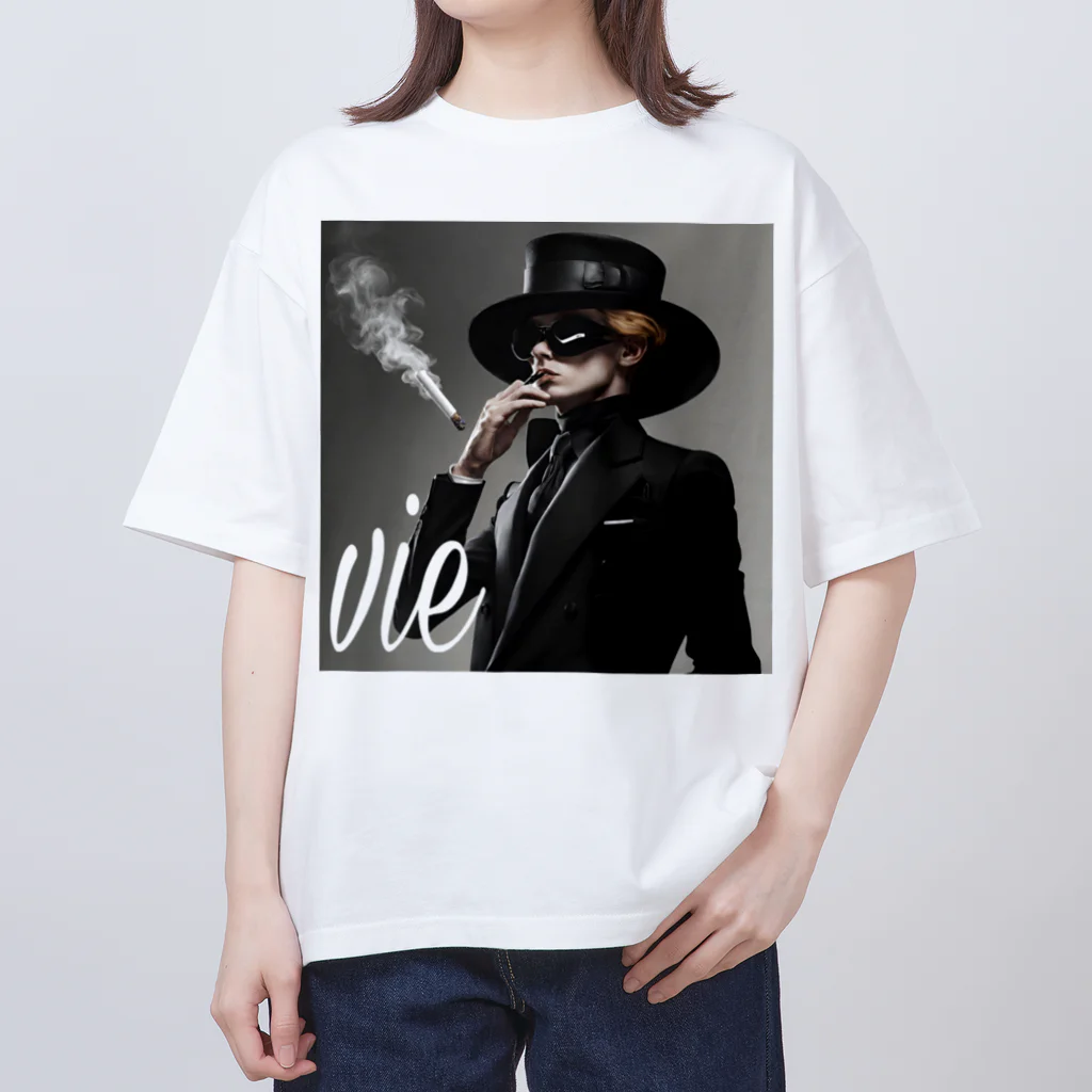 vieのvie BLACK_smoke Oversized T-Shirt