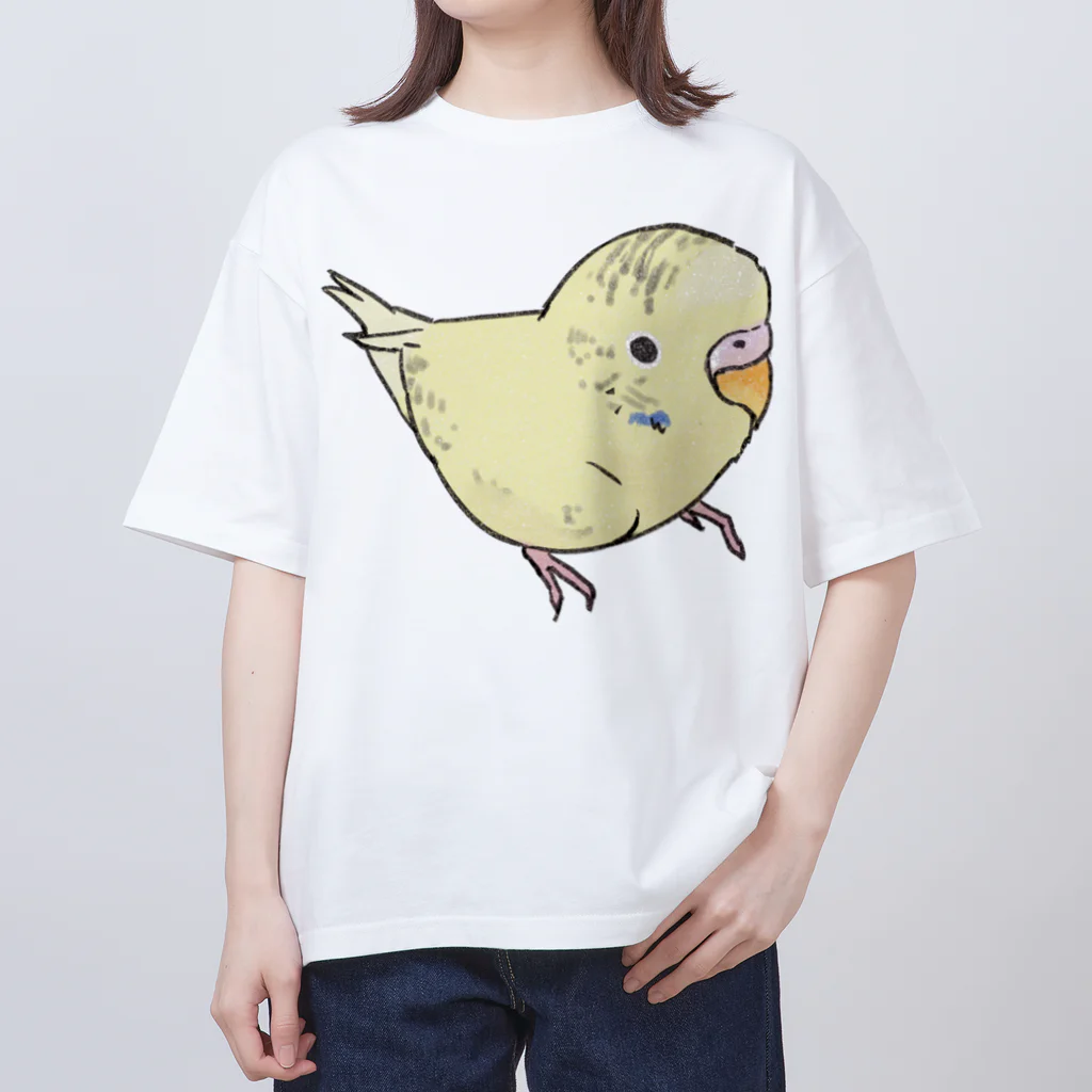 まめるりはことりの可愛いセキセイインコ　おすましちゃん【まめるりはことり】 オーバーサイズTシャツ