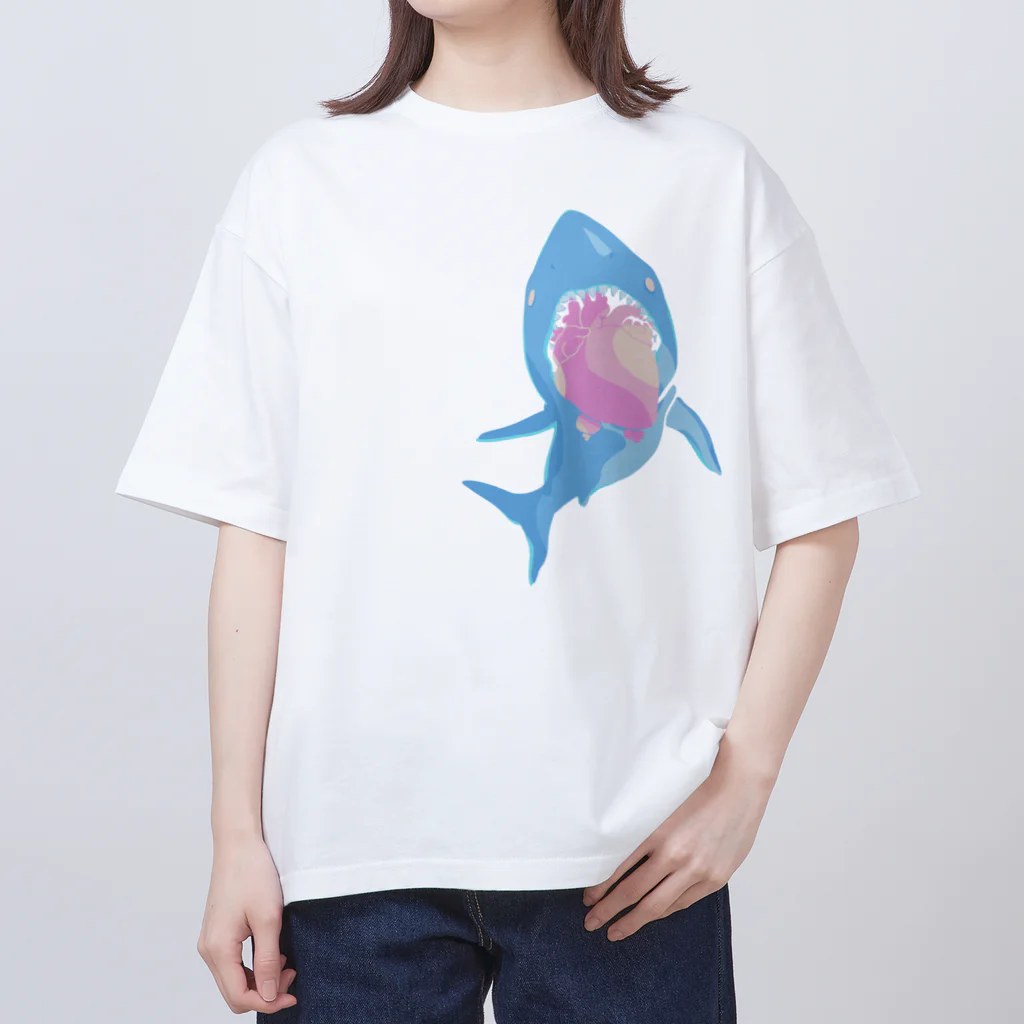 ナイロドノの 心臓をサメに食べられそうな人になれるTシャツ やわらか色味版 Oversized T-Shirt
