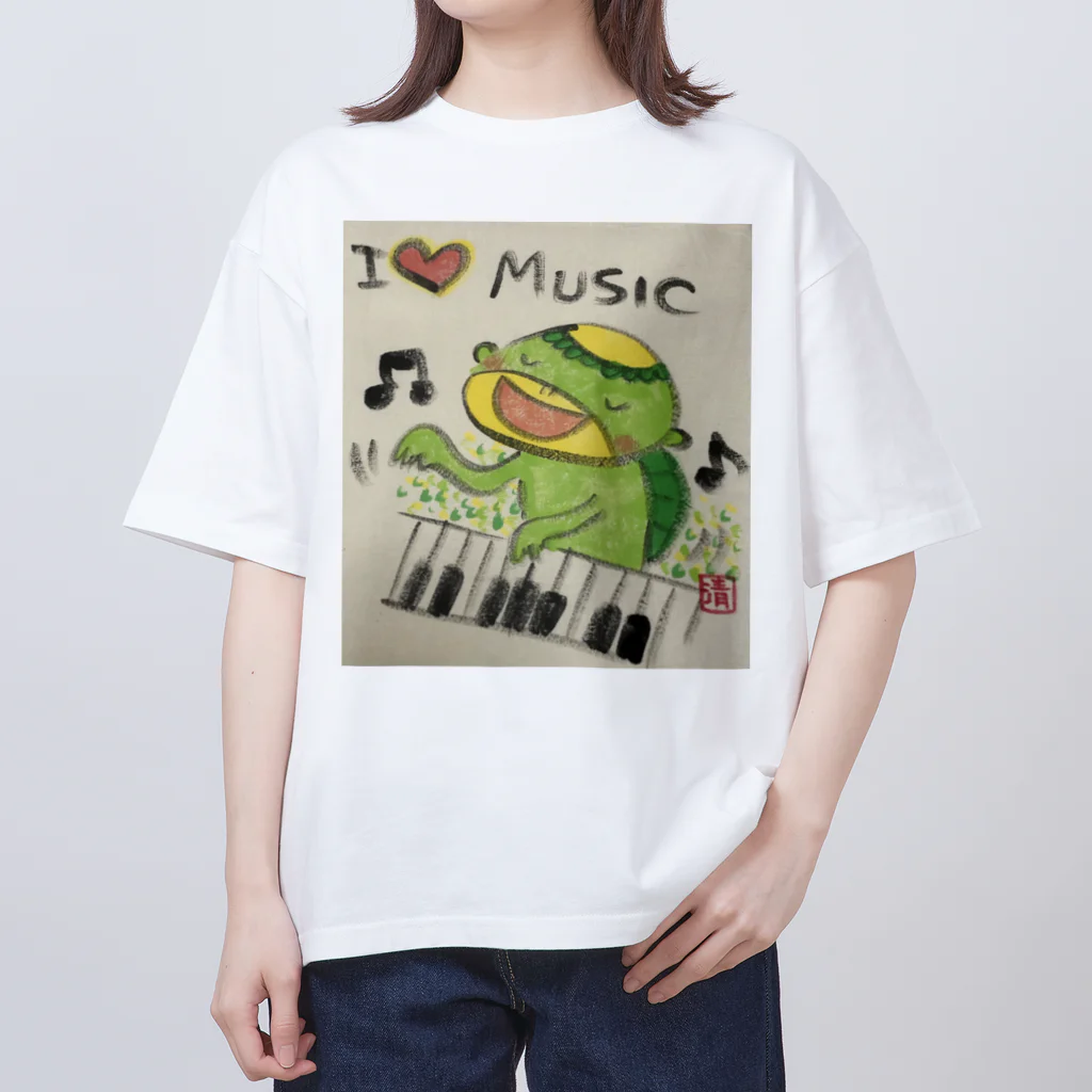 KIYOKA88WONDERLANDのピアノかっぱくん Piano Kappa-kun オーバーサイズTシャツ