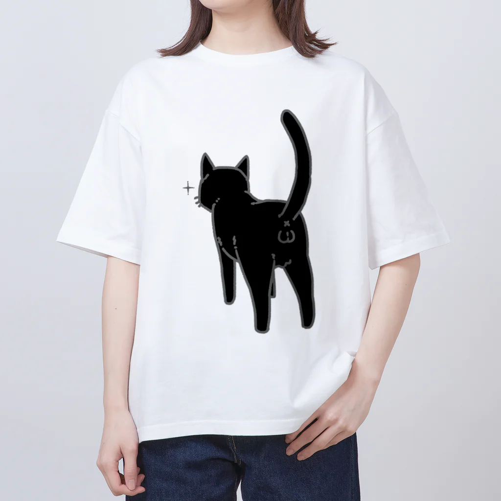 Riotoのねこけつω（黒猫） オーバーサイズTシャツ