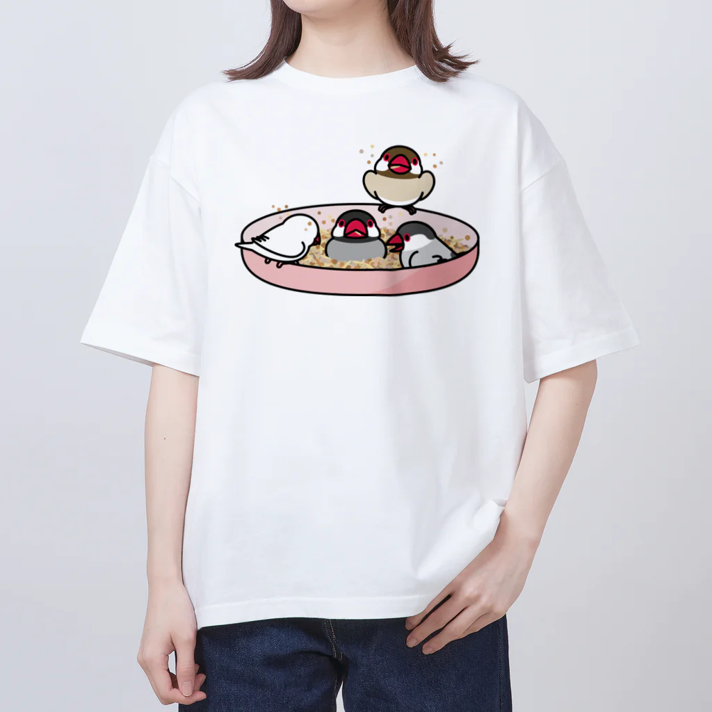 まめるりはことりのいつでもなかよし文鳥【まめるりはことり】 オーバーサイズTシャツ