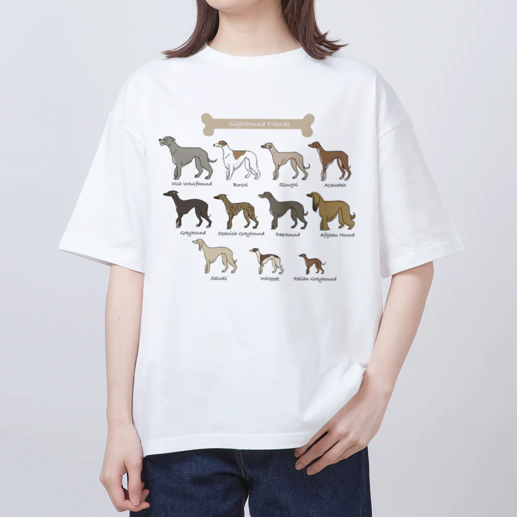 豆つぶのSighthound Friends(淡色推奨) オーバーサイズTシャツ