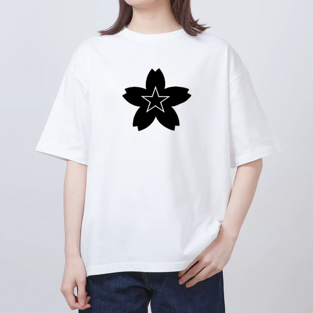 KOKI MIOTOMEの星桜紋（ブラック）　Star cherry blossom crest (black) オーバーサイズTシャツ