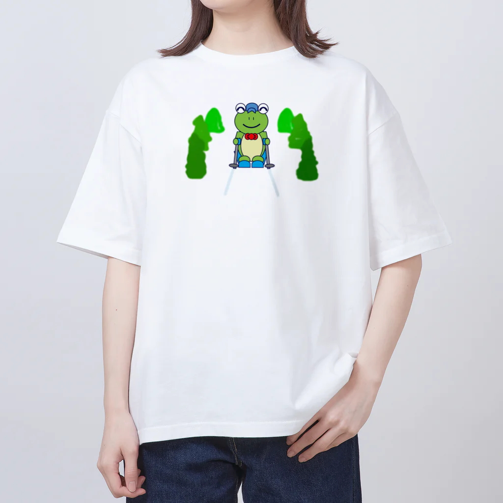 🐸かえるさんと仲間たち🐸のスキーとかえるさん Oversized T-Shirt