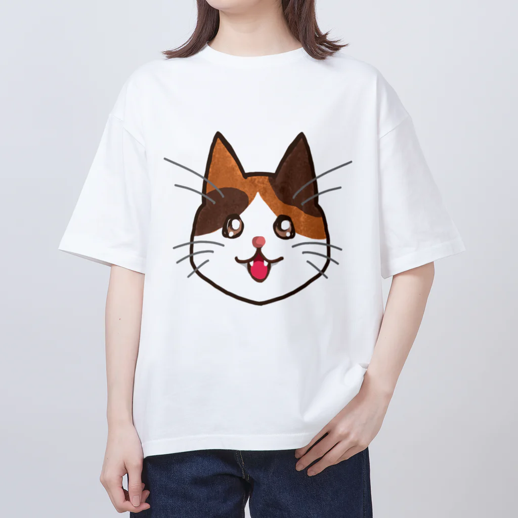 コナカマ通販SUZURI支店の三毛猫ちゃん オーバーサイズTシャツ