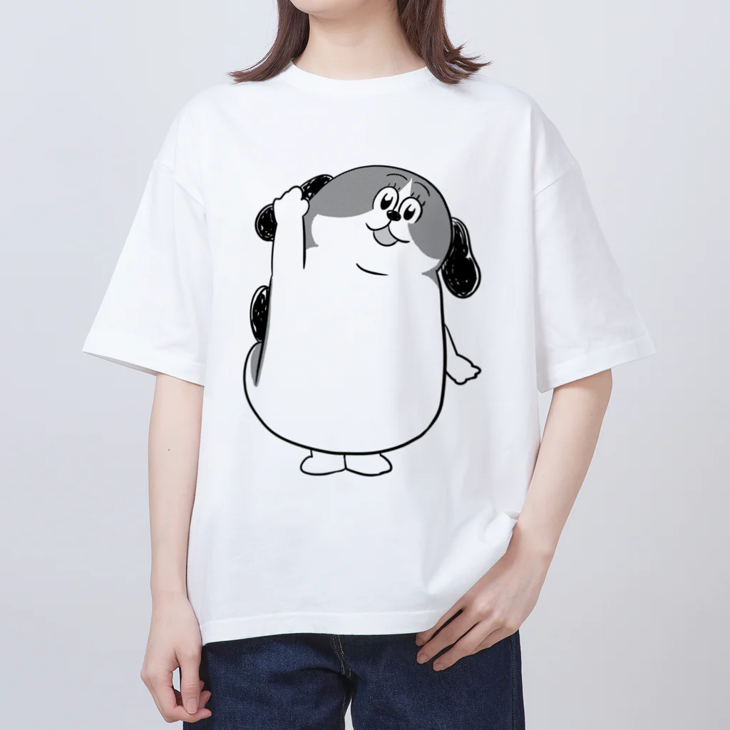 マツバラのもじゃまるはーい！　白黒 Oversized T-Shirt