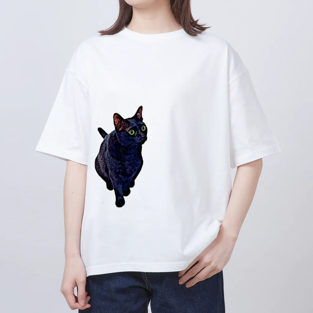 マロマロのクロネコ オーバーサイズTシャツ