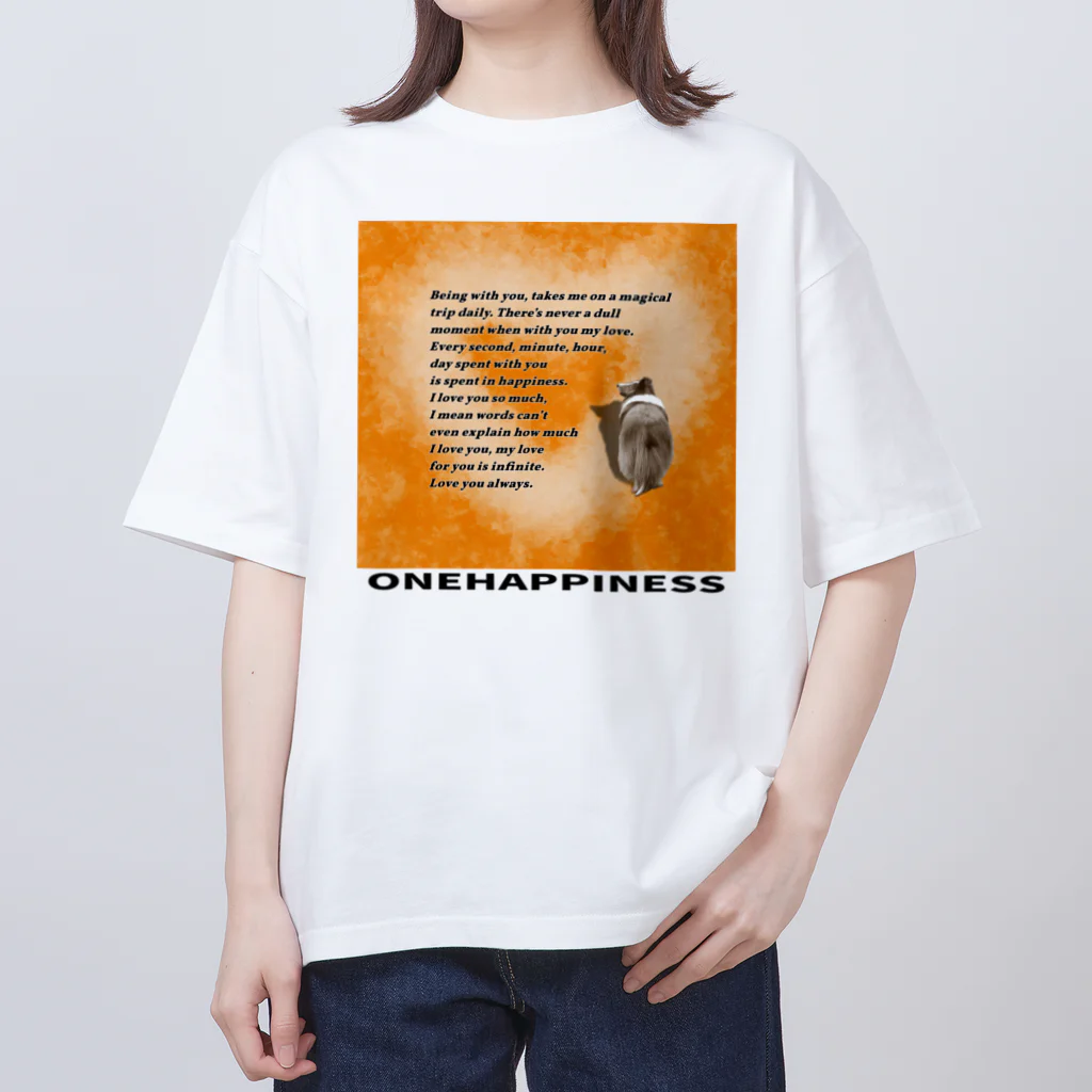 onehappinessのシェルティ　ハート オーバーサイズTシャツ