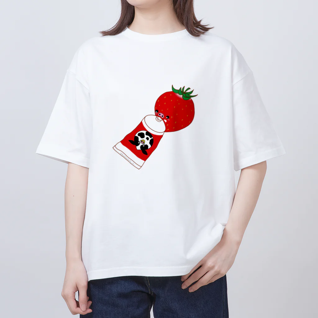 Draw freelyのいちごと練乳　自分からいくタイプ オーバーサイズTシャツ