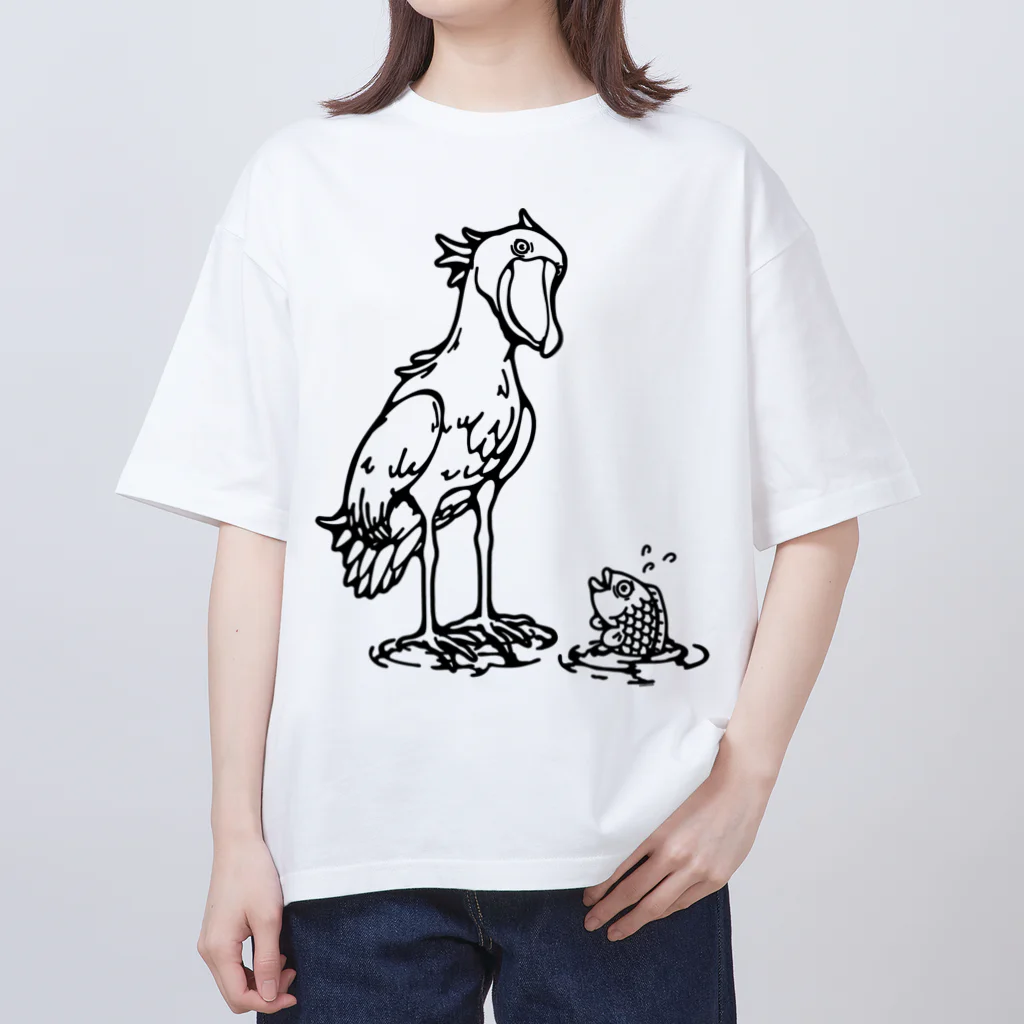 Cɐkeccooのハシビロコウとサカナ オーバーサイズTシャツ