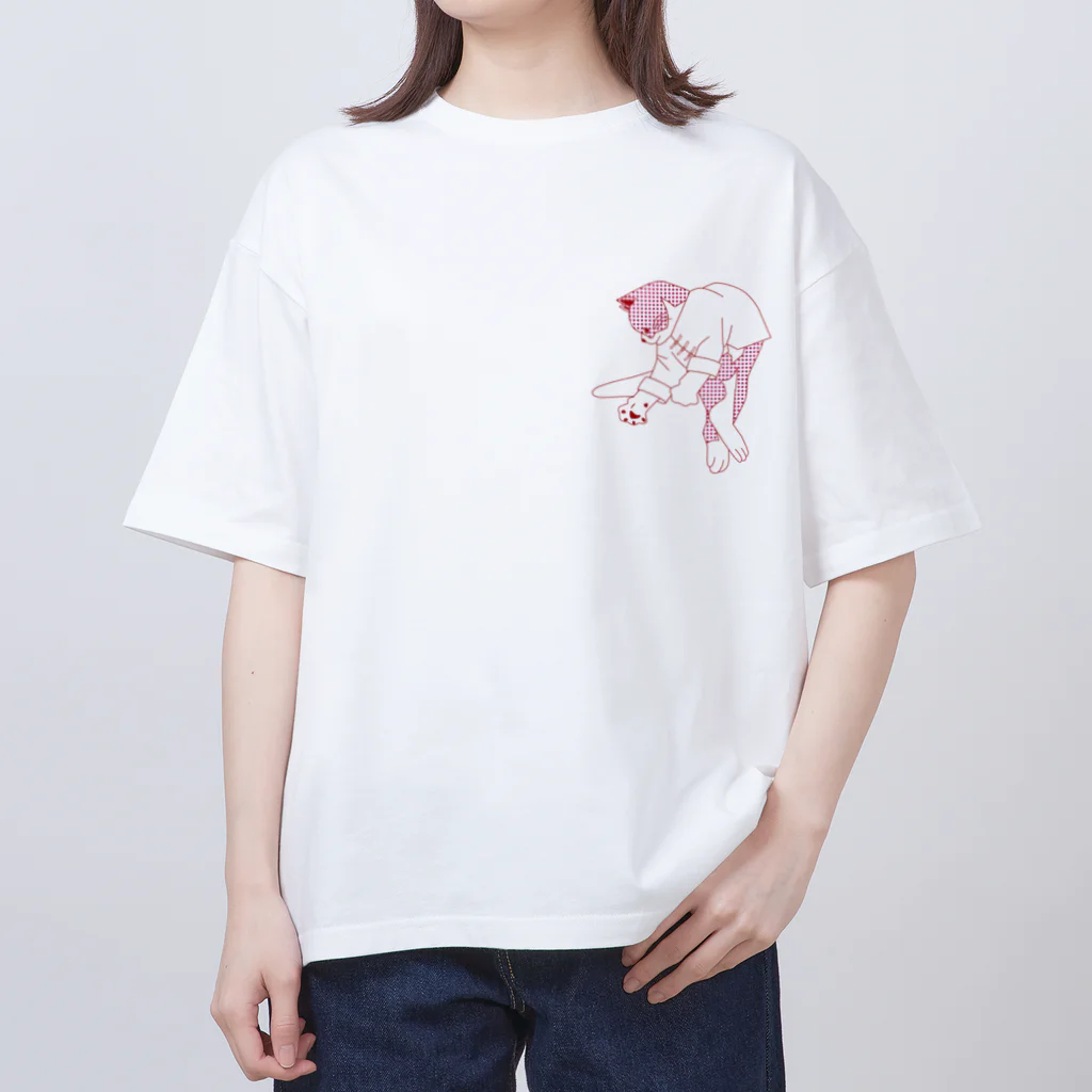 中華呪術堂（チャイナマジックホール）の【赤ドット】猫功夫(猫カンフー)  オーバーサイズTシャツ