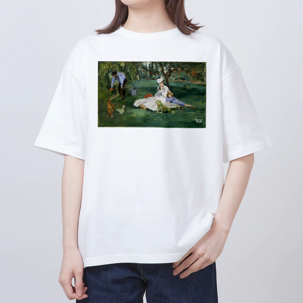 HermannStrasseのモネとグリーンイグアナ オーバーサイズTシャツ